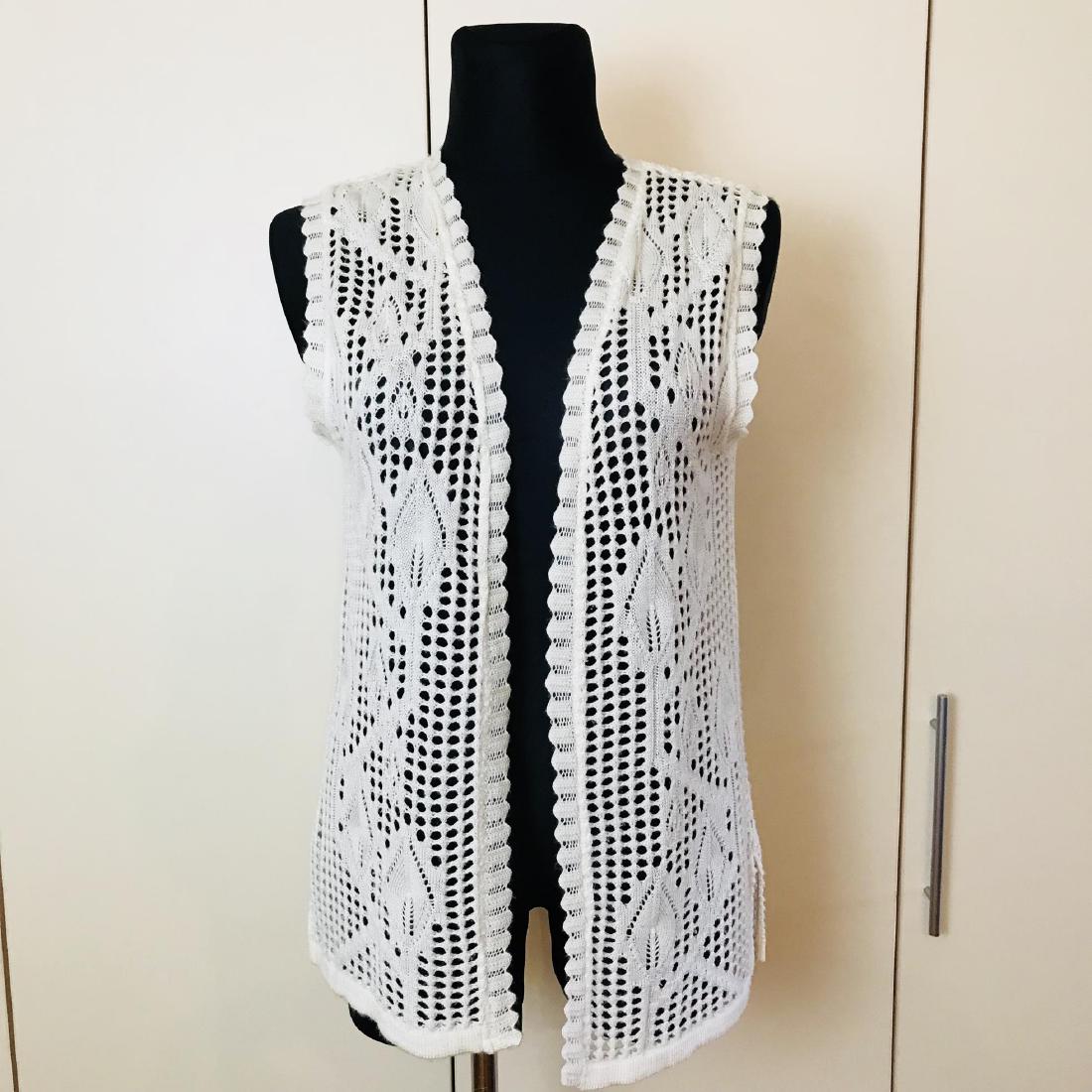 Women's White Crochet Cardigan Top: Size US 12 EUR 42 Vintage