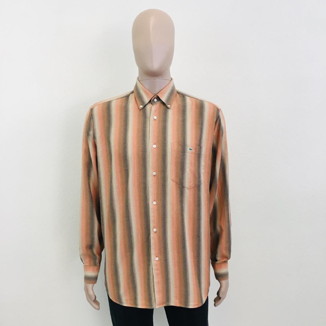 Men's Lacoste Shirt: Size EUR 52 US 42 100% Cotton Armpit to Armpit: 25 in. Sleeve from shoulder seam: 24.5 in. Shoulder to shoulder: 19.5 in. Total length: 32 in.