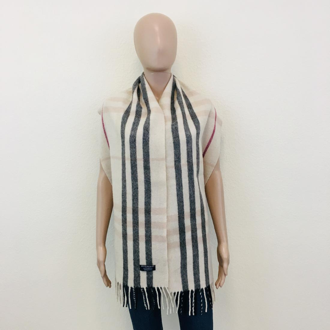 Burberry 100% Lambswool Scarf: Color: Beige Measurements (inches): Width: 13 Length: 72