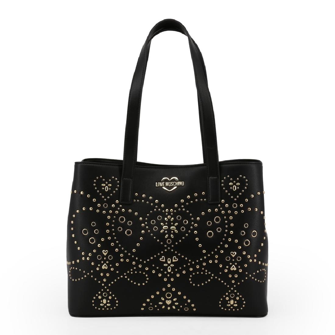 Love Moschino Designer Handbag / Shoulder Bag: Gender:Woman Type:Shoulder bag Material:synthetic leather Main fastening:magnetic Handles:2 handles Inside:lined1 compartment Internal pockets:3 Width cm:34.5 Height cm:26 Depth cm:12 Details:with stu