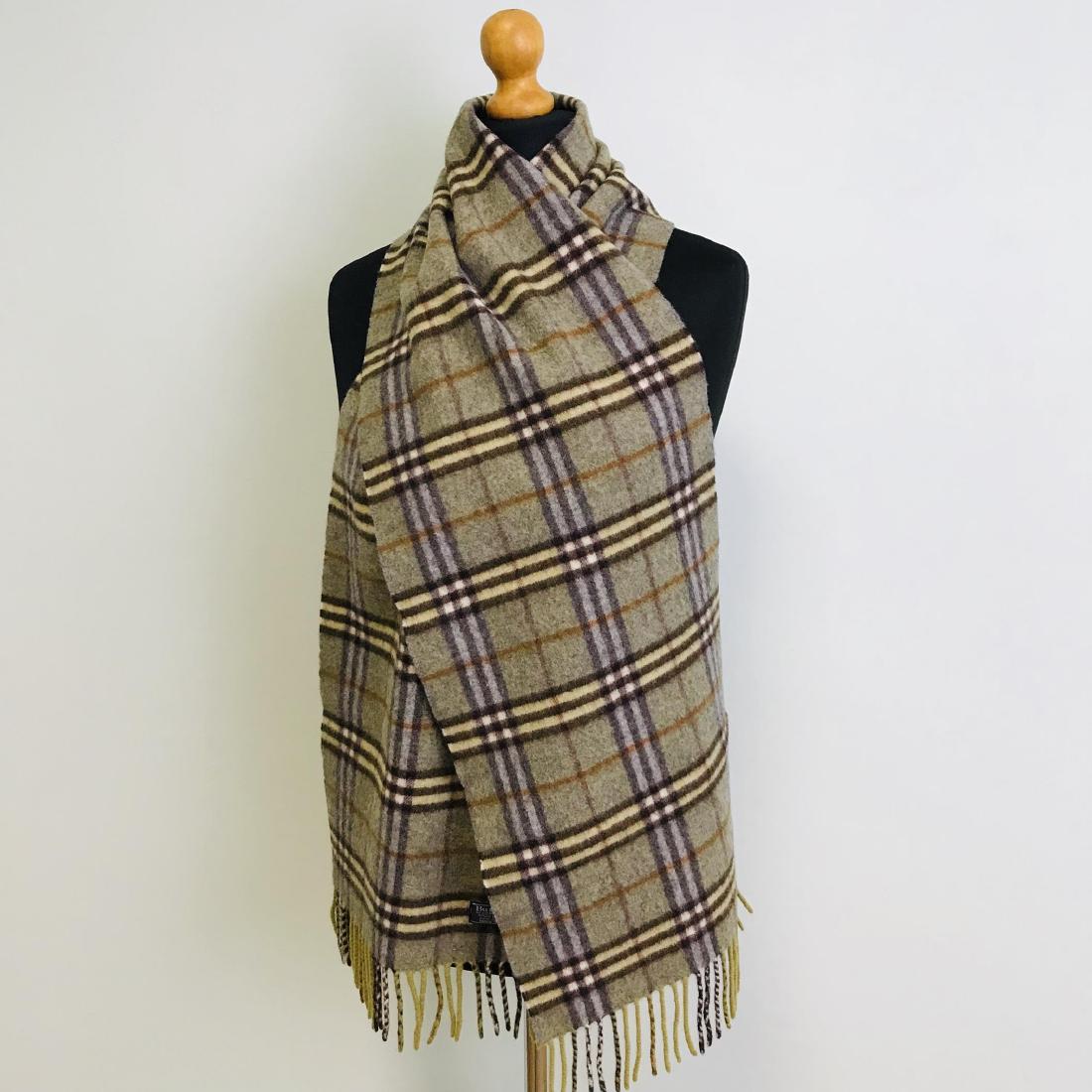 Vintage Burberry 100% Lambswool Scarf: Measurements (inches): Width: 12 Length: 73