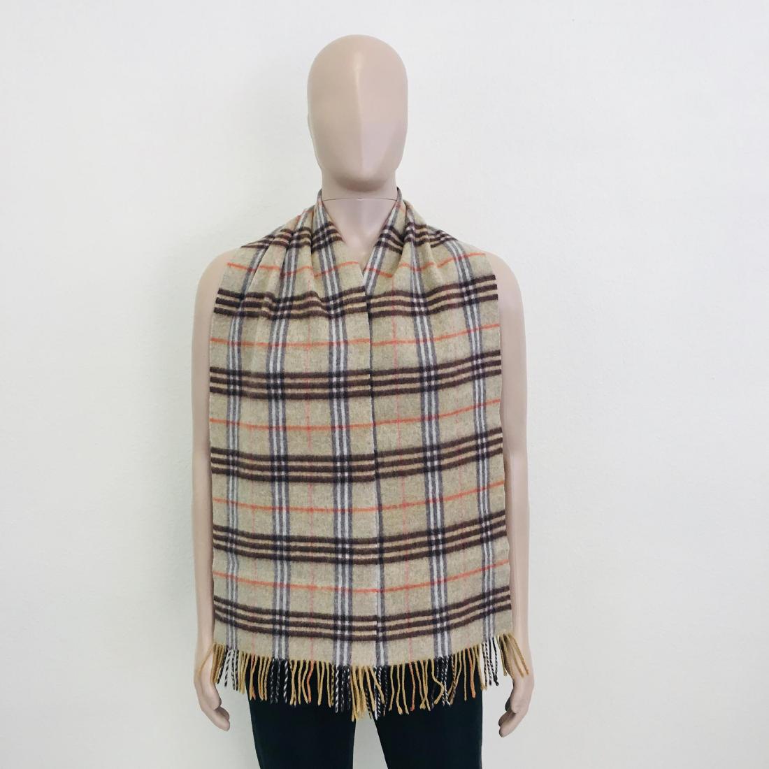 Vintage Burberry 100% Lambswool Scarf: Color: Light Khaki Measurements (inches): Width: 10.5 Length: 69