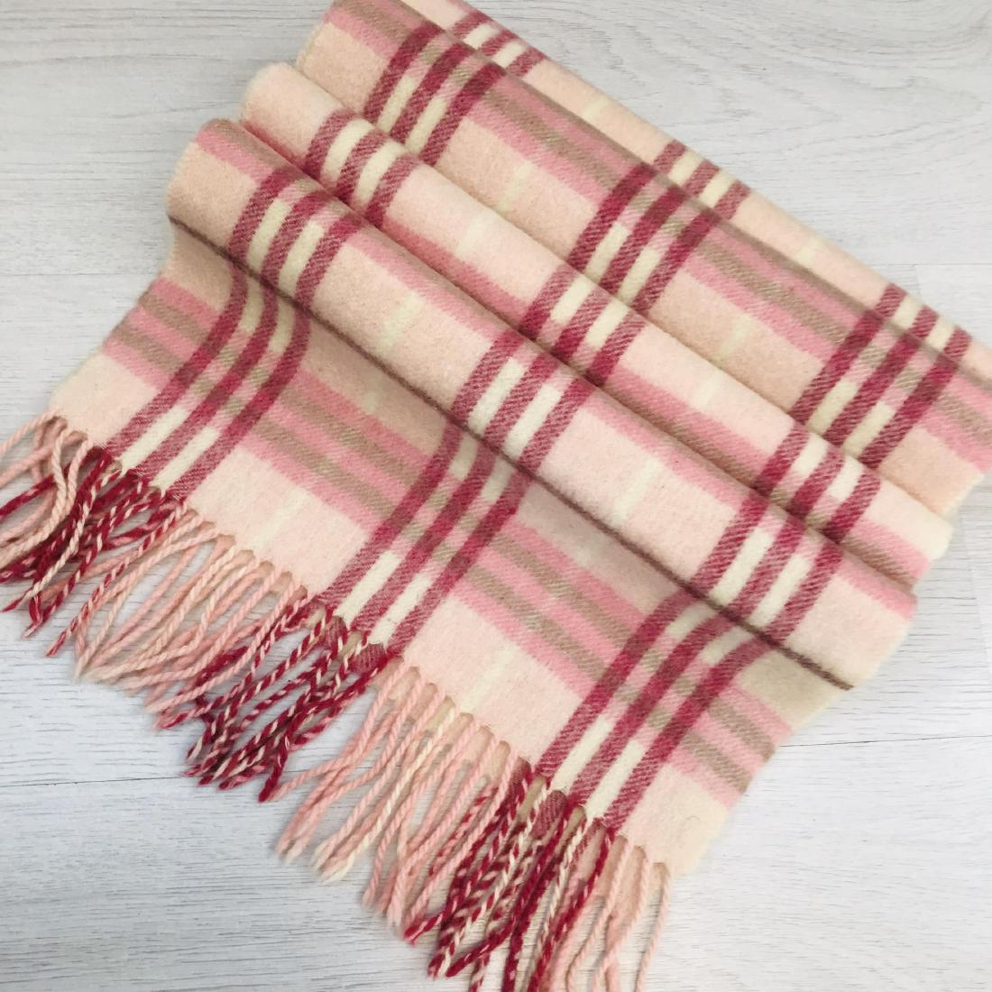 Vintage Burberry 100% Lambswool Scarf: Color: Pink Measurements (inches): Width: 11.5 Length: 65