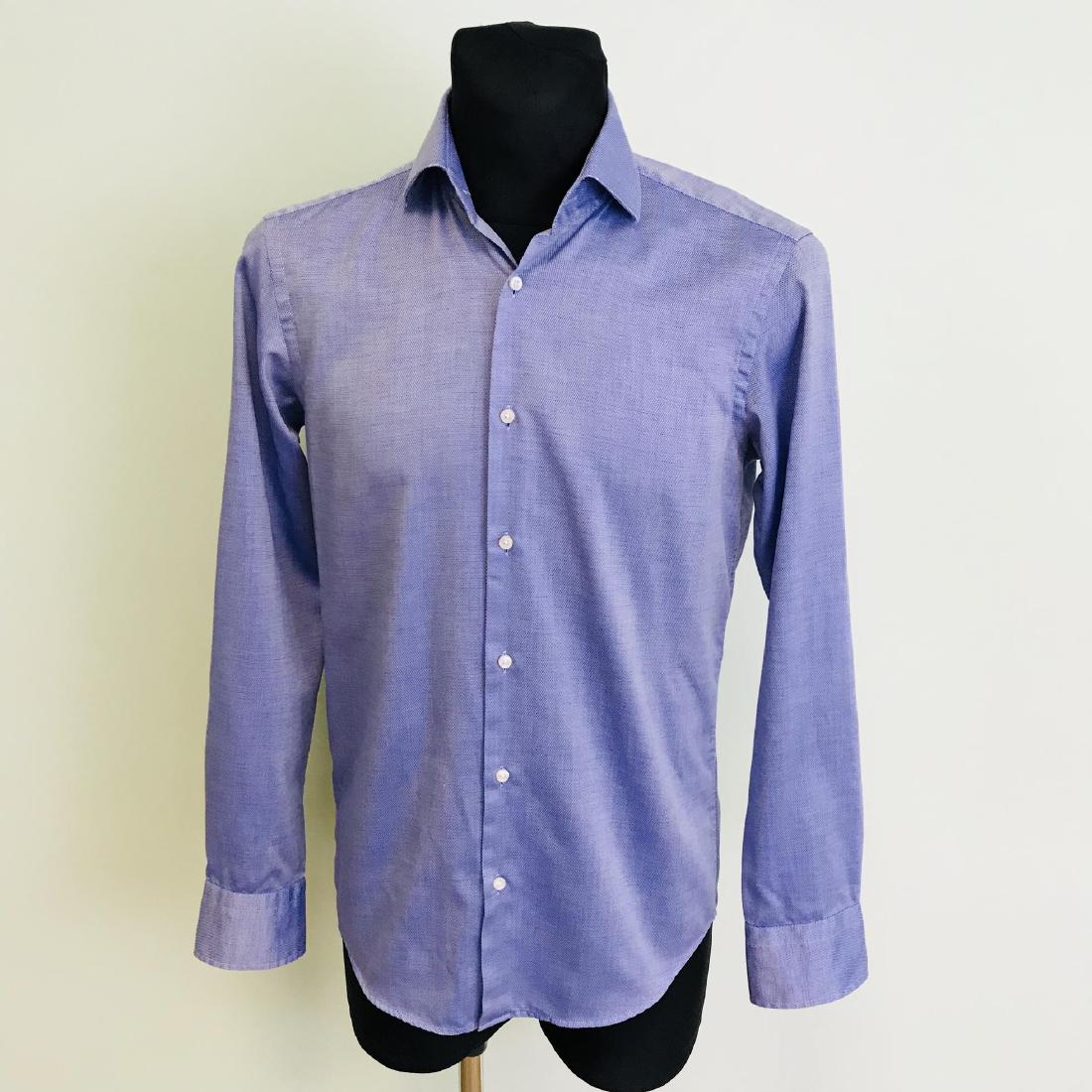 Men's HUGO BOSS High Quality Blue Shirt: Size 14 1/2 37 / Small Armpit to Armpit: 20.5 in. Sleeve from shoulder seam: 25 in.