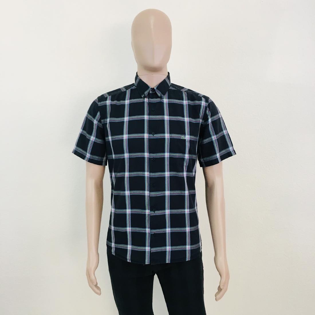 Men's Lacoste Short Sleeve Shirt: Size Large / 42 Armpit to Armpit: 22 in. Total length: 28 in.