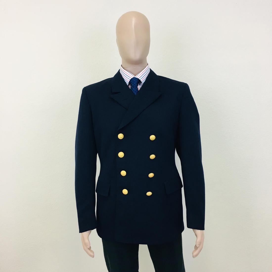Vintage 1967 Men's European Navy Officer Jacket: Size EUR 50 US 40 Armpit to Armpit: 21 in. Sleeve from shoulder seam: 25.5 in. Shoulder to shoulder: 18 in. Total length: 30 in.