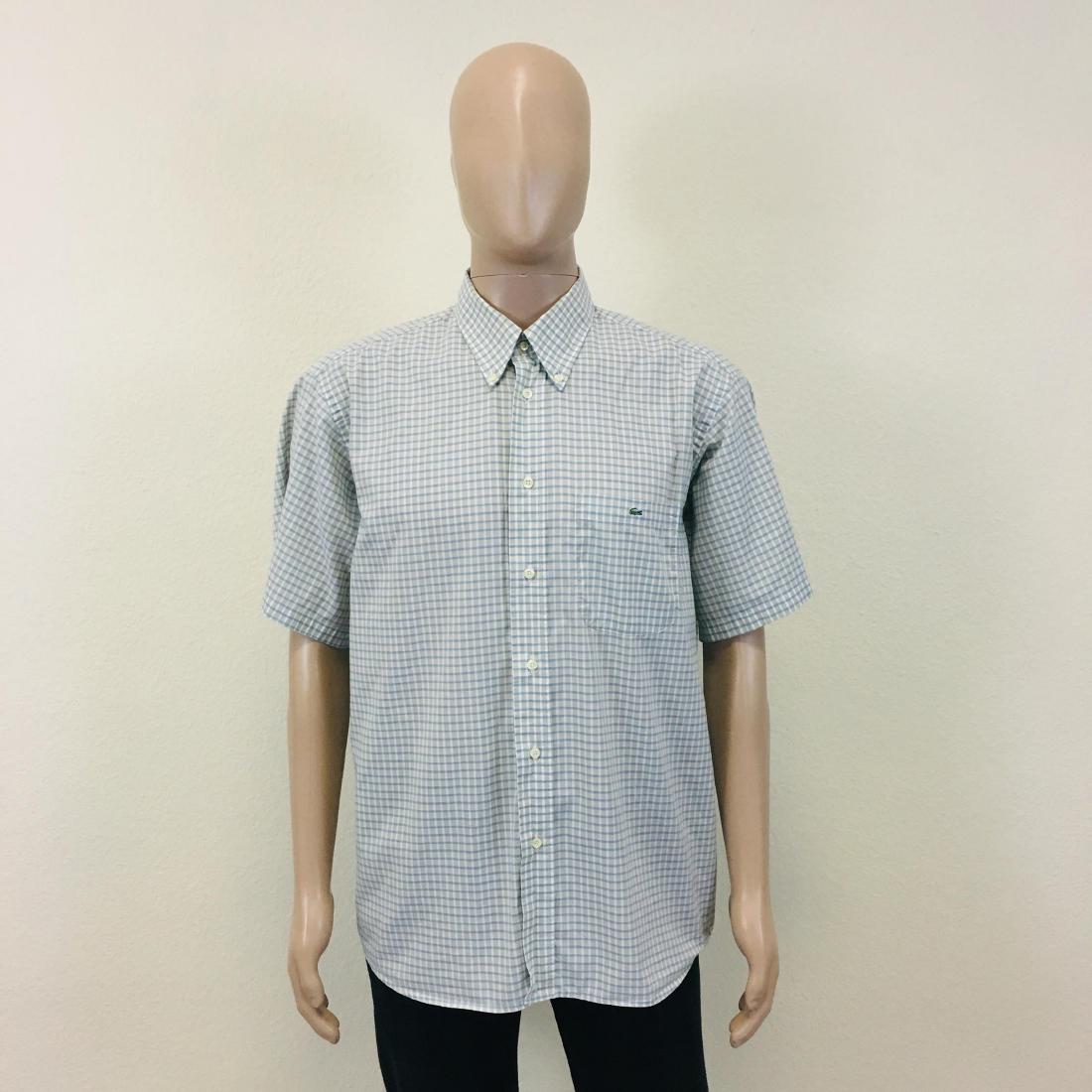 Men's LACOSTE Short Sleeve Shirt: Size 43/XL Armpit to Armpit: 25 in. Total length: 32 in.