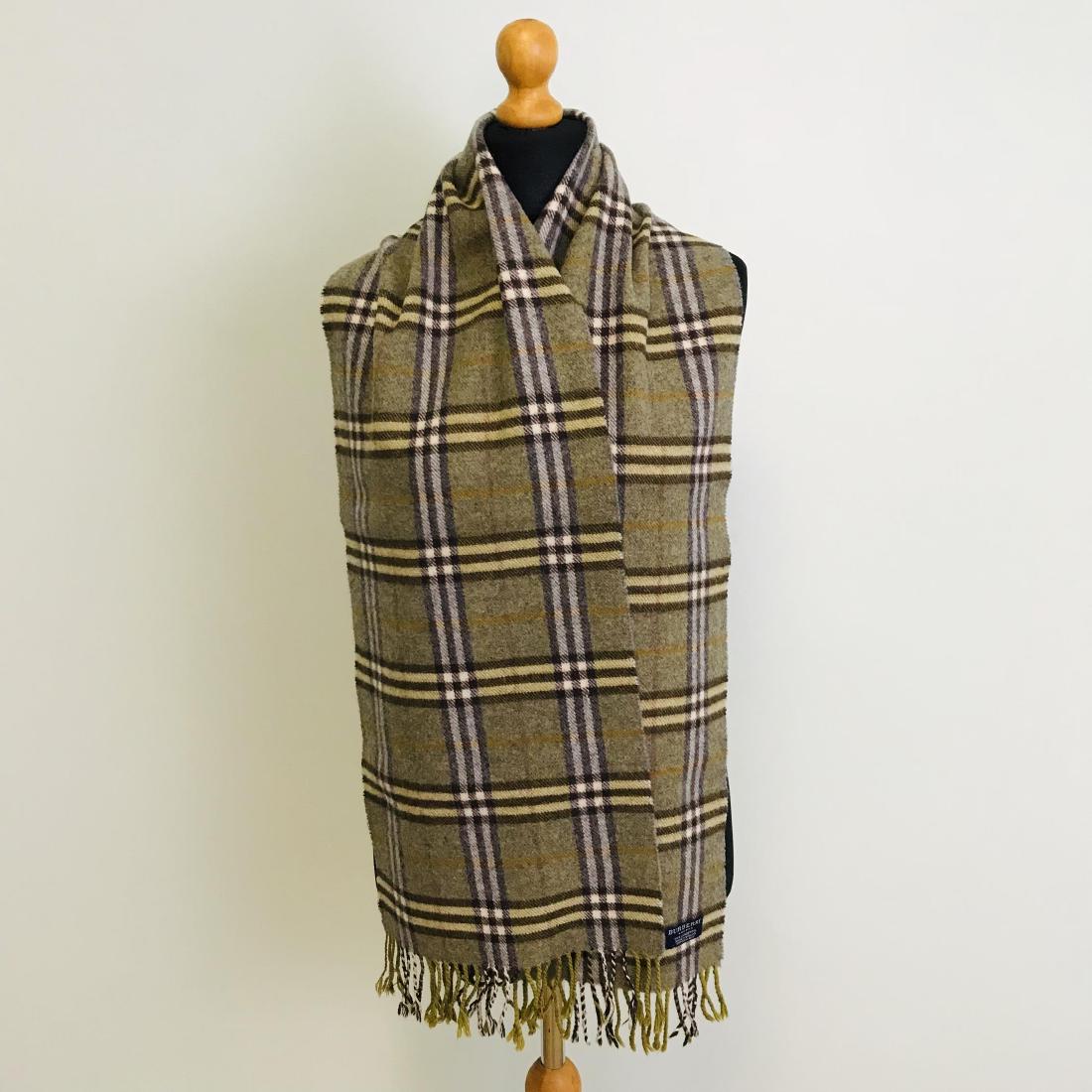Vintage Burberry 100% Lambswool Scarf: Measurements (inches): Width: 11.5 Length: 72