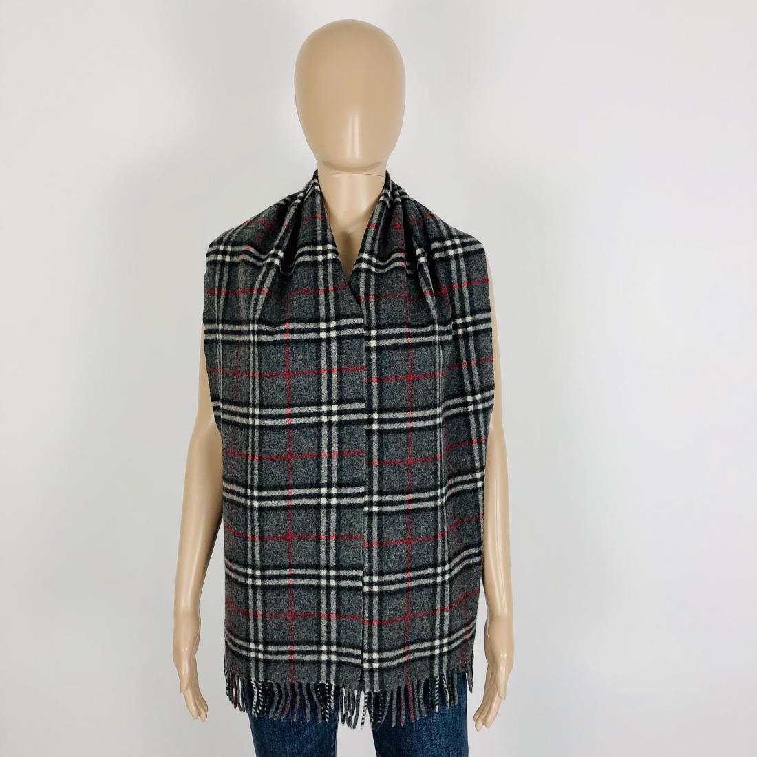 Vintage Burberry 100% Lambswool Scarf: Color: Dark Grey Measurements (inches): Width: 12 Length: 66