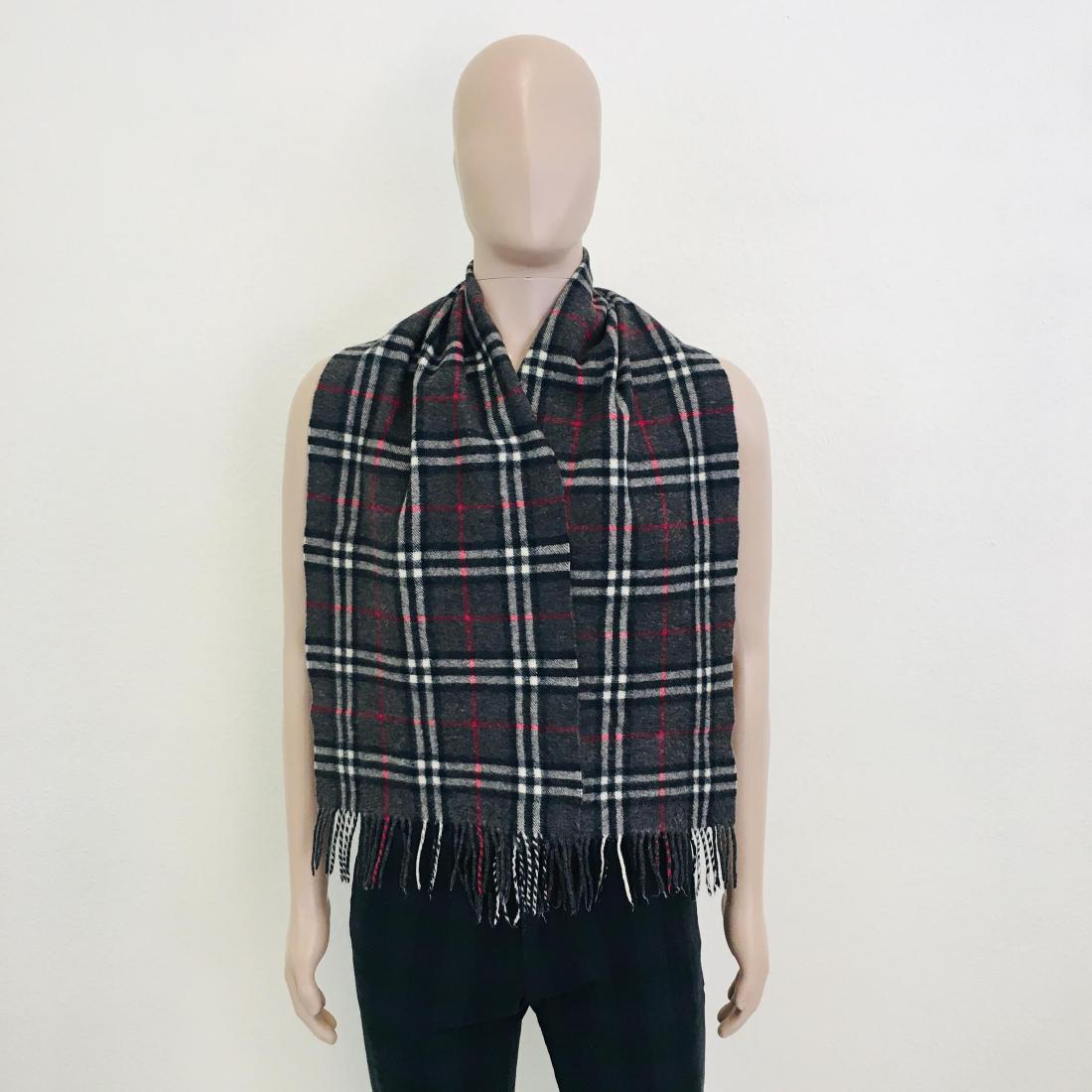 Vintage Burberry 100% Lambswool Scarf: Color: Dark Grey Measurements (inches): Width: 11.5 Length: 59