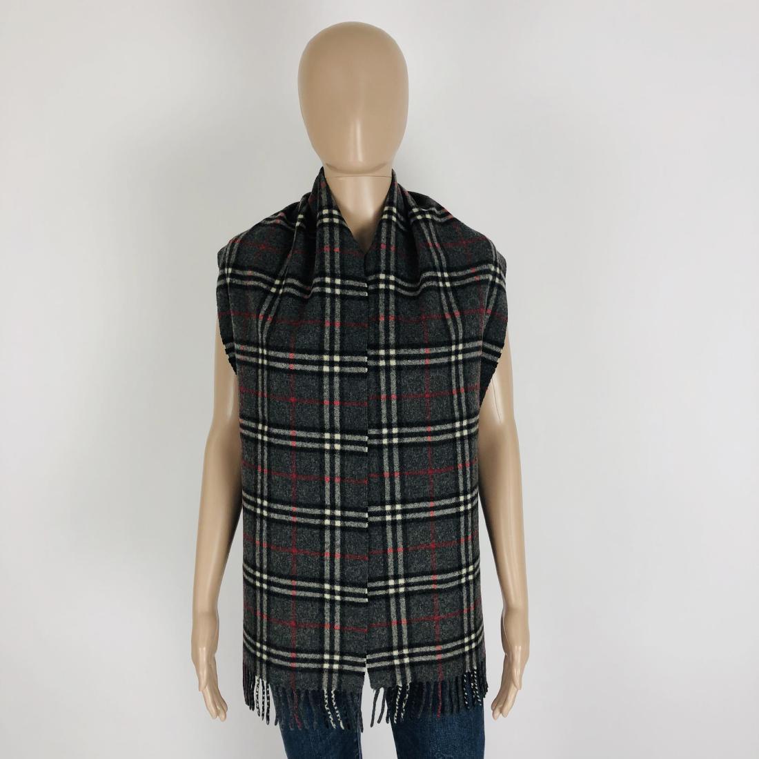 Vintage Burberry 100% Lambswool Scarf: Color: Dark Grey Measurements (inches): Width: 12 Length: 68