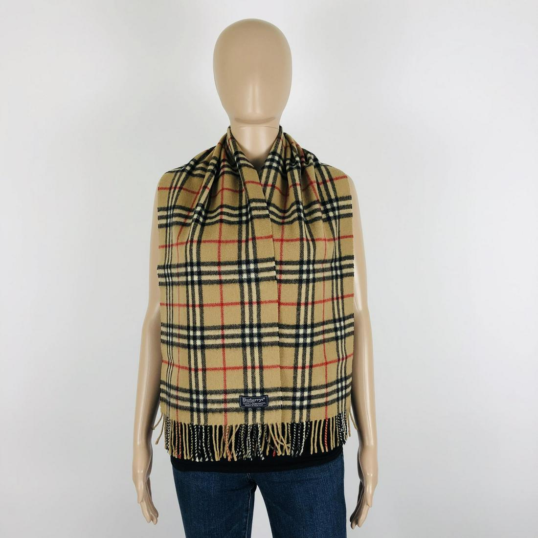 Vintage Burberry 100% Lambswool Scarf: Color: Camel Brown Measurements (inches): Width: 12 Length: 56
