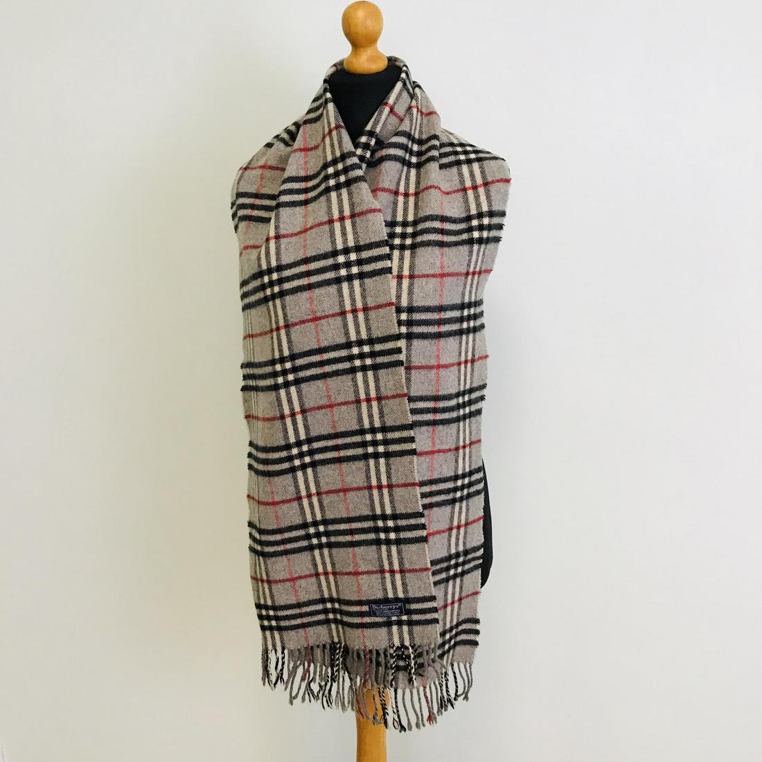 Vintage Burberry 100% Lambswool Scarf: Measurements (inches): Width: 12.5 Length: 76