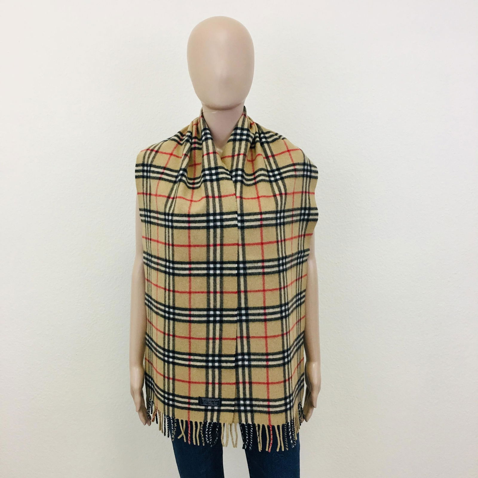 Vintage Burberry 100% Lambswool Scarf: Measurements (inches): Width: 12 Length: 67
