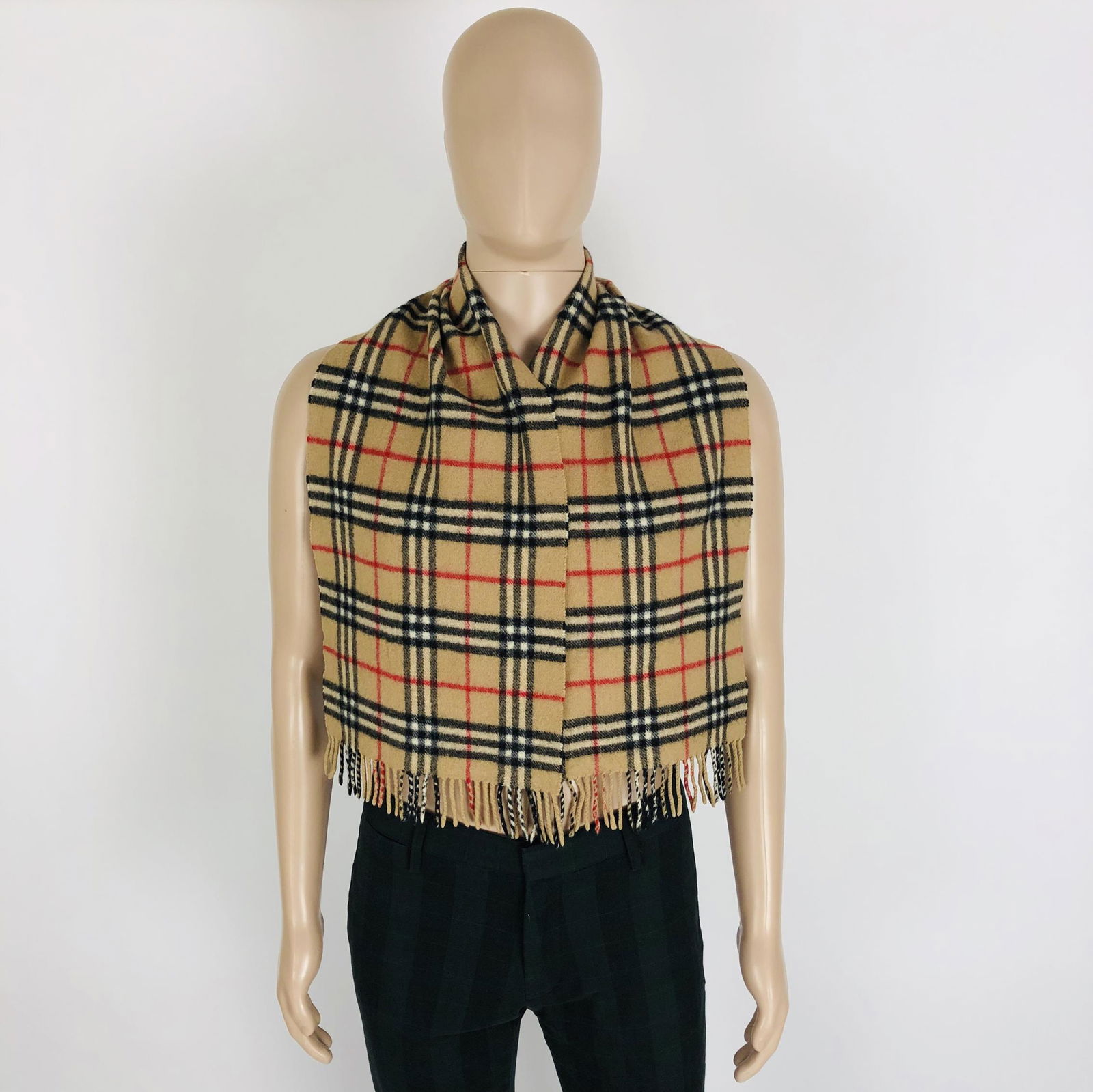 Vintage Burberry 100% Lambswool Scarf: Measurements (inches): Width: 11 Length: 52