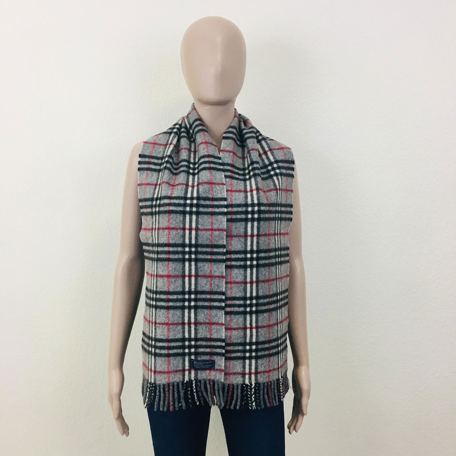 Vintage Burberry 100% Lambswool Scarf: Measurements (inches): Width: 9 Length: 60