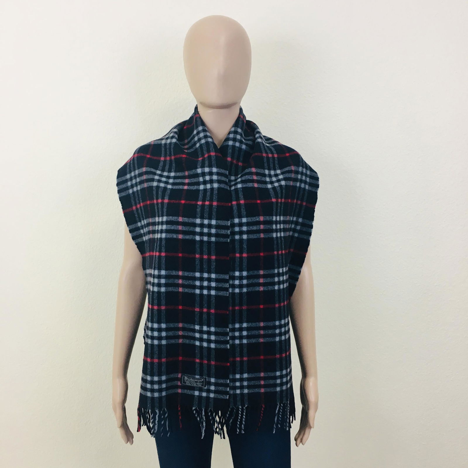 Vintage Burberry 100% Lambswool Scarf: Measurements (inches): Width: 12 Length: 64