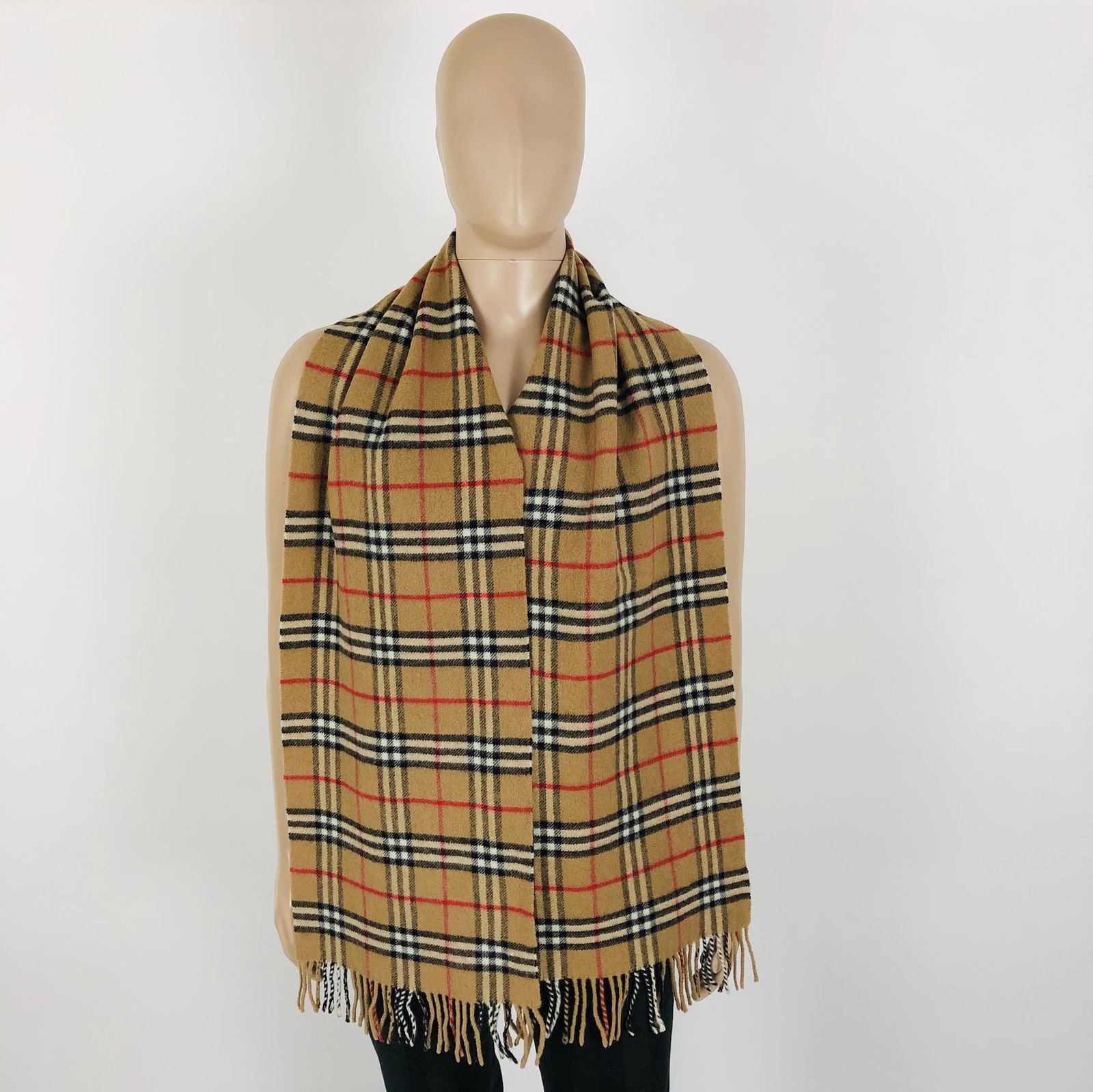Vintage Burberry 100% Lambswool Scarf: Color: Camel Brown Measurements (inches): Width: 12 Length: 76