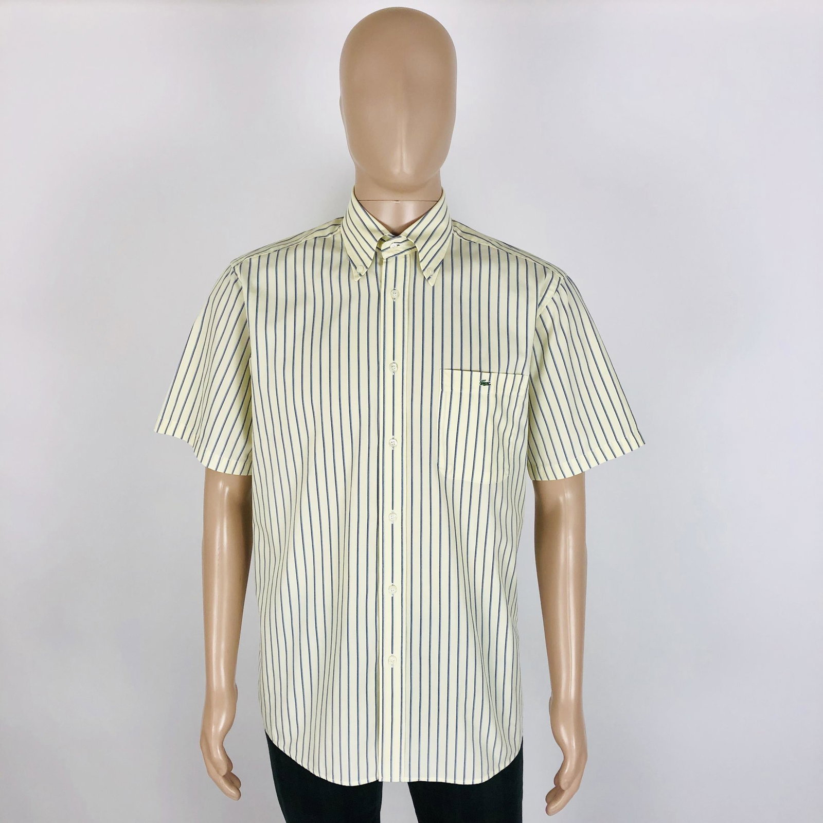 Vintage Men's Lacoste Shirt: Size EUR 51 US 41 Measurements: Armpit to Armpit: 23 in. Shoulder to shoulder: 19 in. Total length: 33 in.