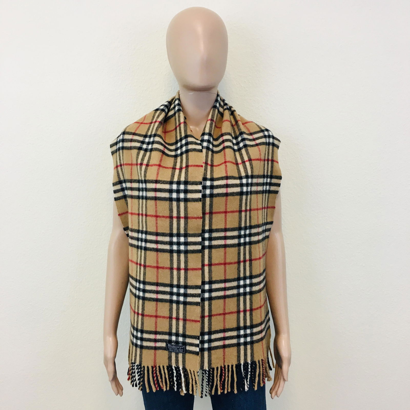 Vintage Burberry 100% Lambswool Scarf: Color: Camel Brown Measurements (inches): Width: 12 Length: 65