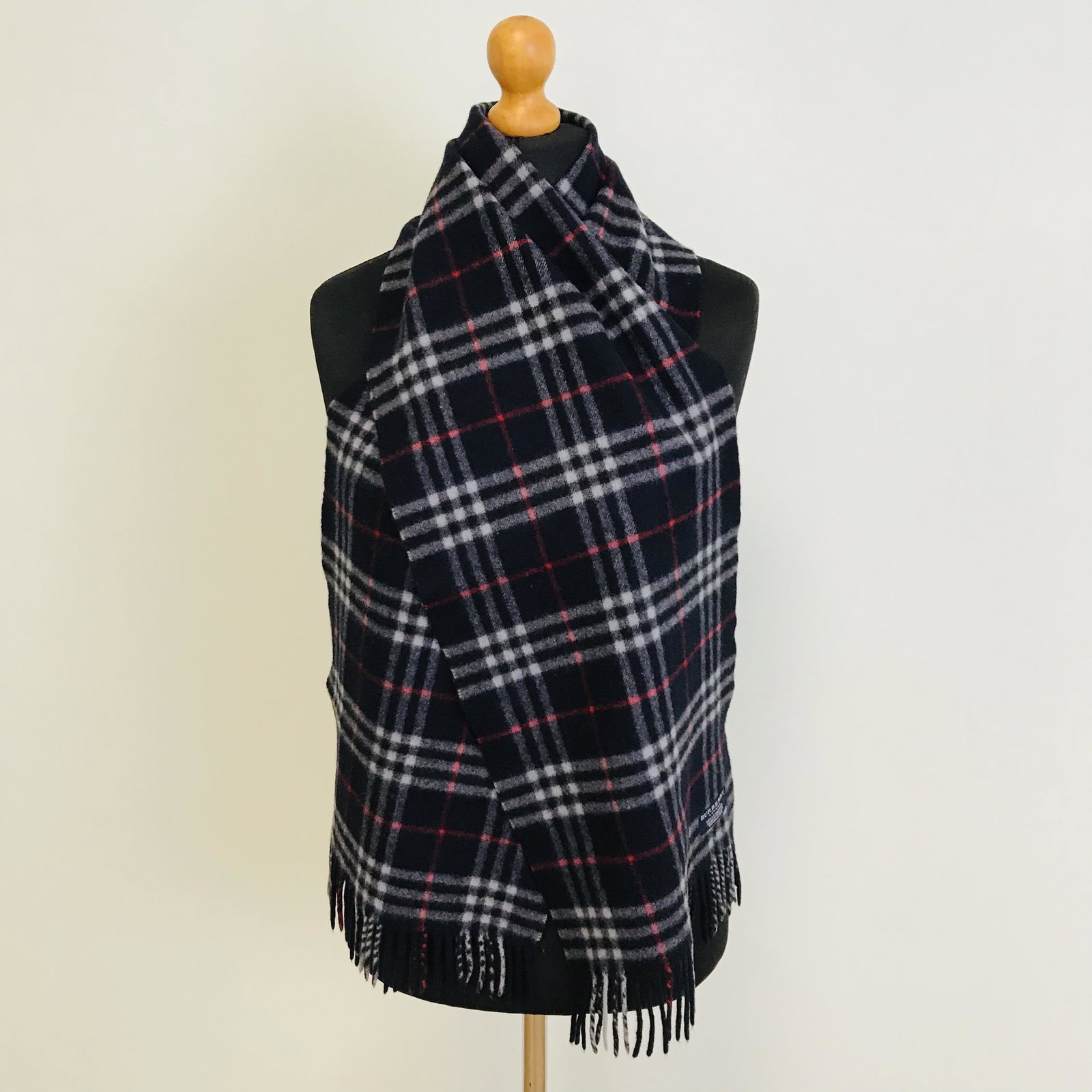 Vintage Burberry 100% Lambswool Scarf: Measurements (inches): Width: 12 Length: 66