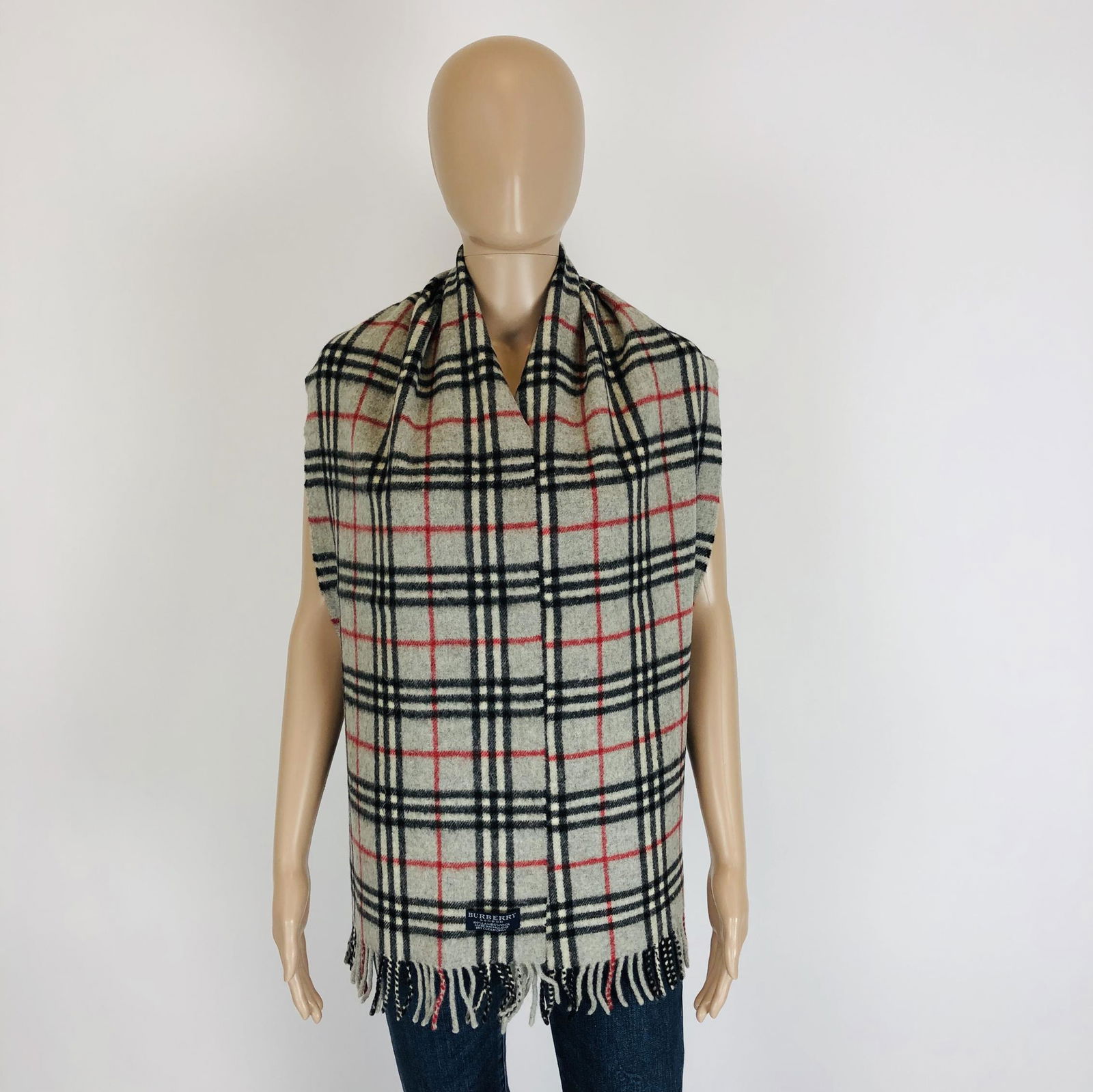 Vintage Burberry 100% Lambswool Scarf: Measurements (inches): Width: 12 Length: 66