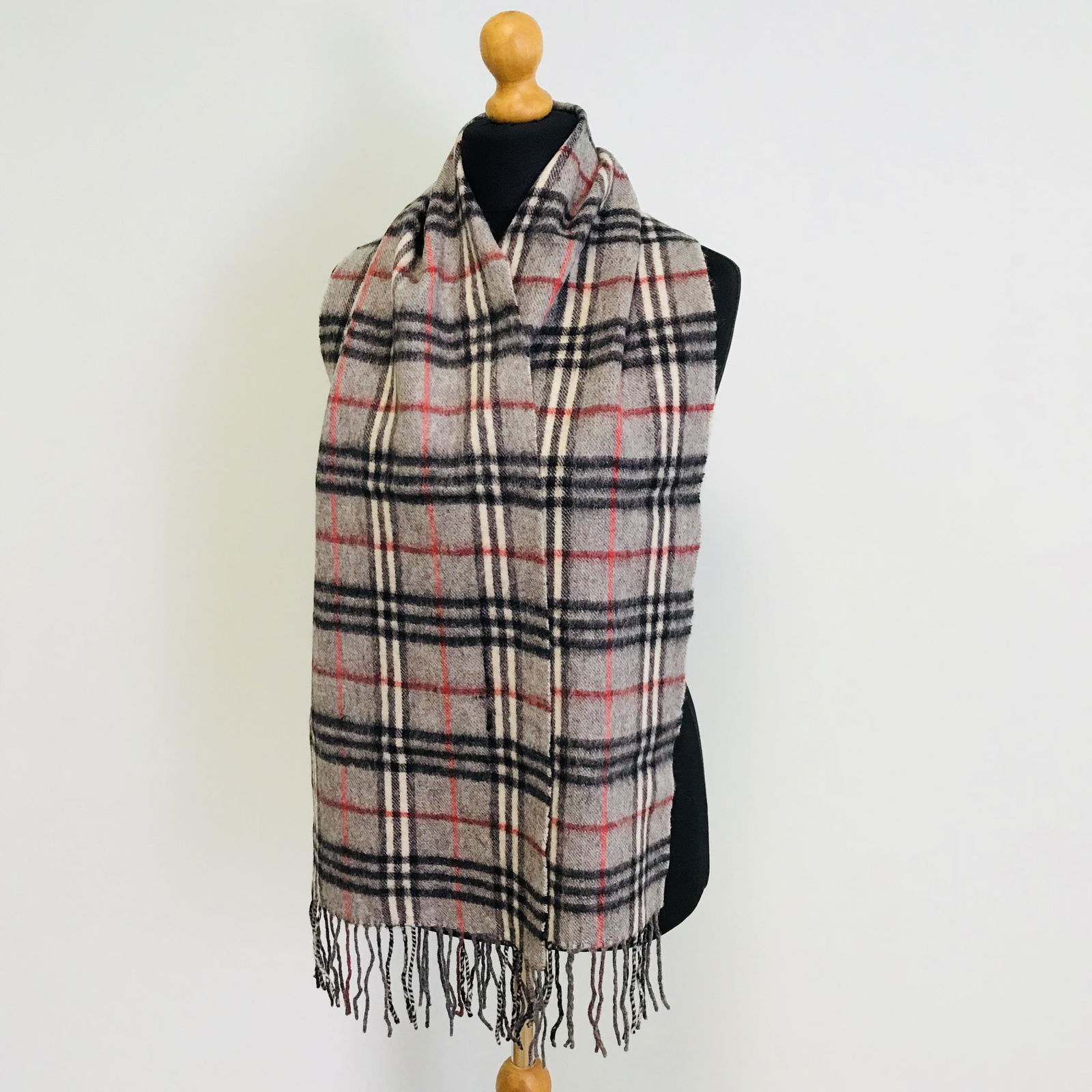 Vintage Burberry 100% Lambswool Scarf: Measurements (inches): Width: 11.5 Length: 71