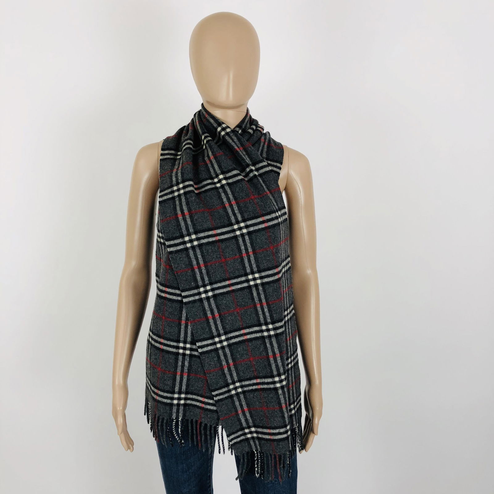 Vintage Burberry 100% Lambswool Scarf: Color: Dark Grey Measurements (inches): Width: 12 Length: 72