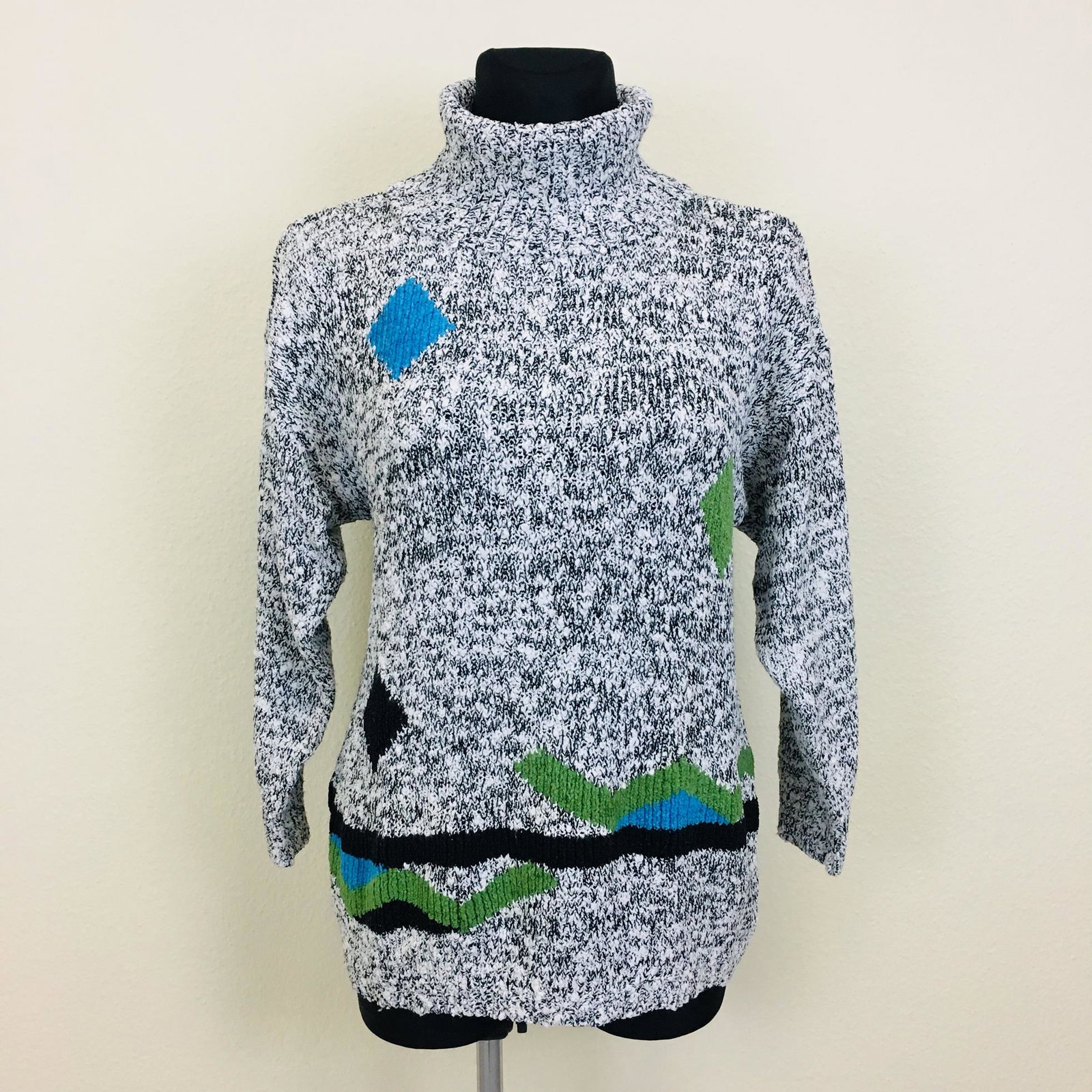 Vintage Women's Funnel Neck Sweater: Size EUR 42 US 12 100% Acrylic Armpit to Armpit: 22 in. Total length: 27 in.