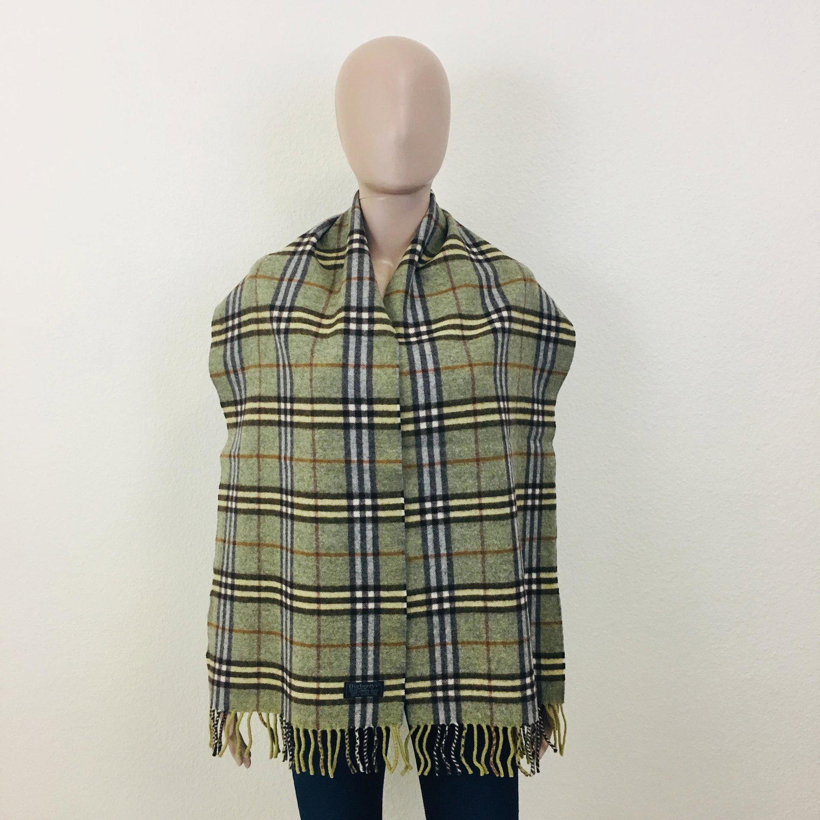 Vintage Burberry 100% Lambswool Scarf: Measurements (inches): Width: 12.5 Length: 66