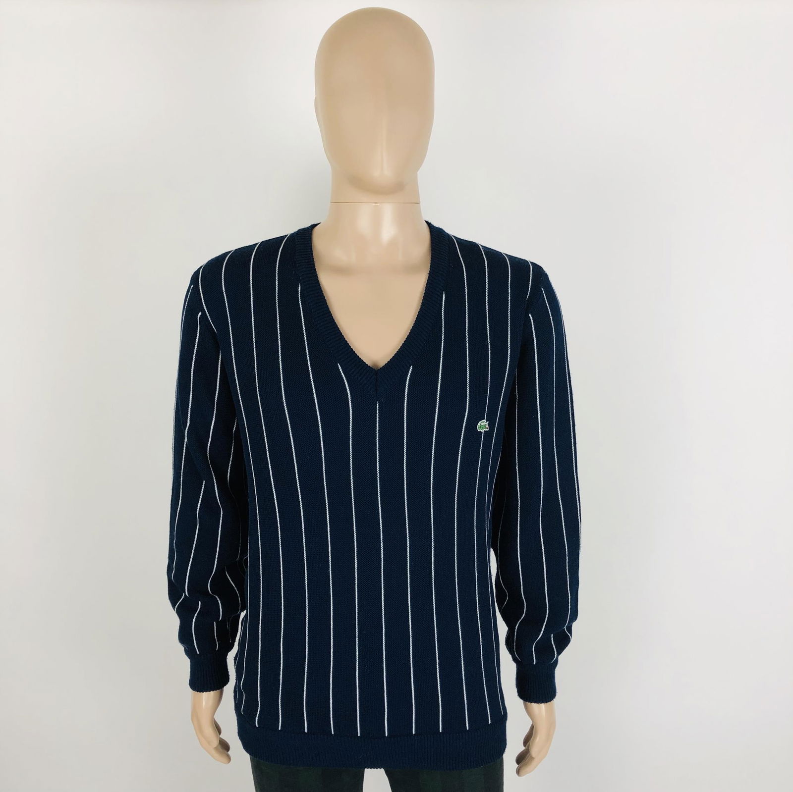 Vintage Men's Chemise Lacoste Sweater: Size XL Color: Navy Blue Armpit to Armpit: 24 in. Sleeve from shoulder seam: 25.5 in. Shoulder to shoulder: 20 in. Total length: 28.5 in.