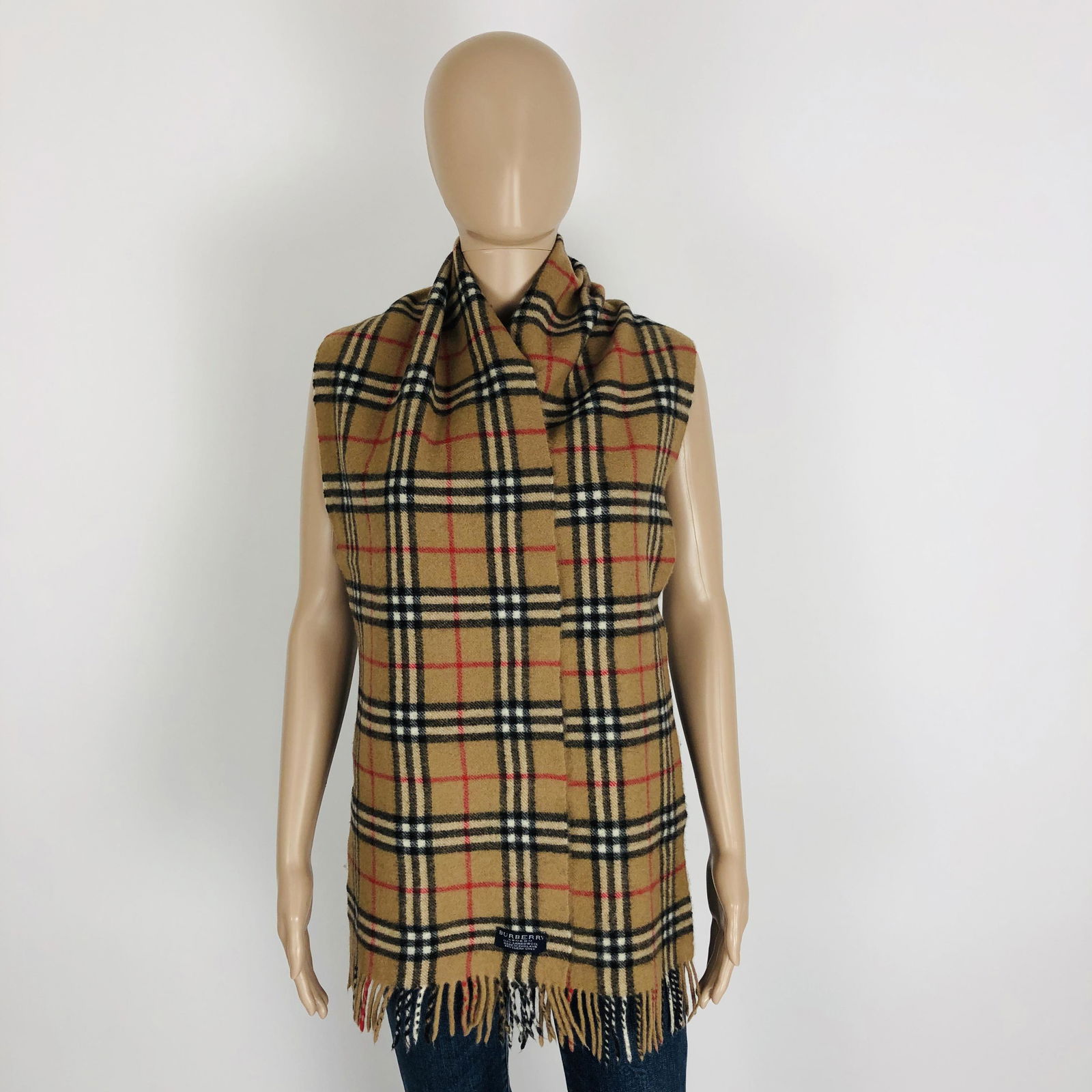 Vintage Burberry 100% Lambswool Scarf: Measurements (inches): Width: 11 Length: 70