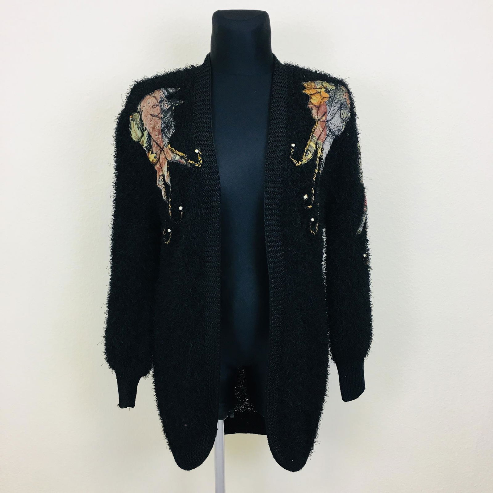 Vintage Women's Fluffy Cardigan Sweater: Size EUR 42 US 12 Total length: 37 in.