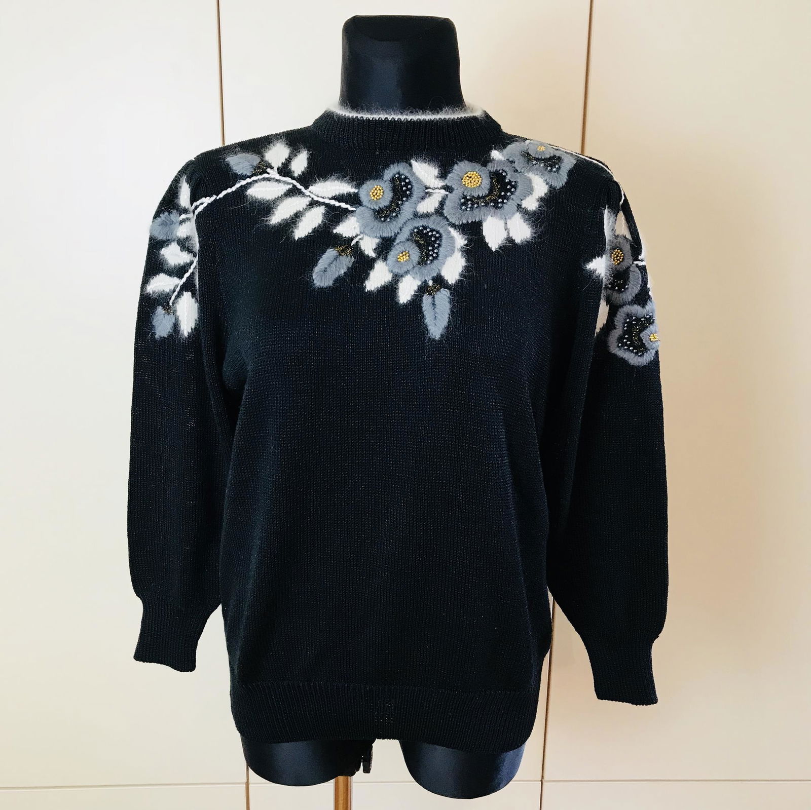 Vintage Women's Black Sweater: Size EUR 44 US 14 Armpit to Armpit: 23 in. Toltal length: 26.5 in.
