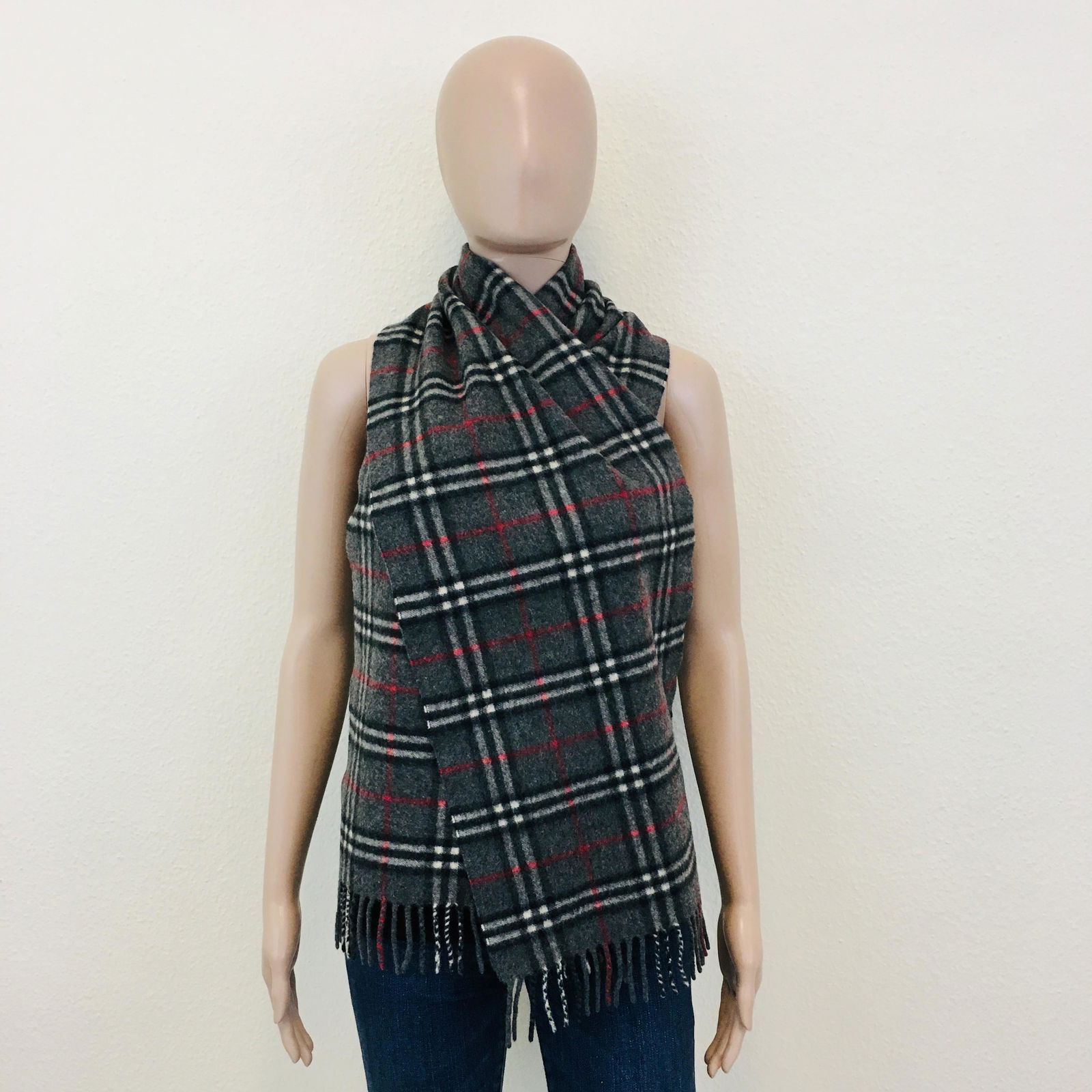 Vintage Burberry Lambswool Scarf: Color: Dark GreyMeasurements (inches): Width: 12Length: 64