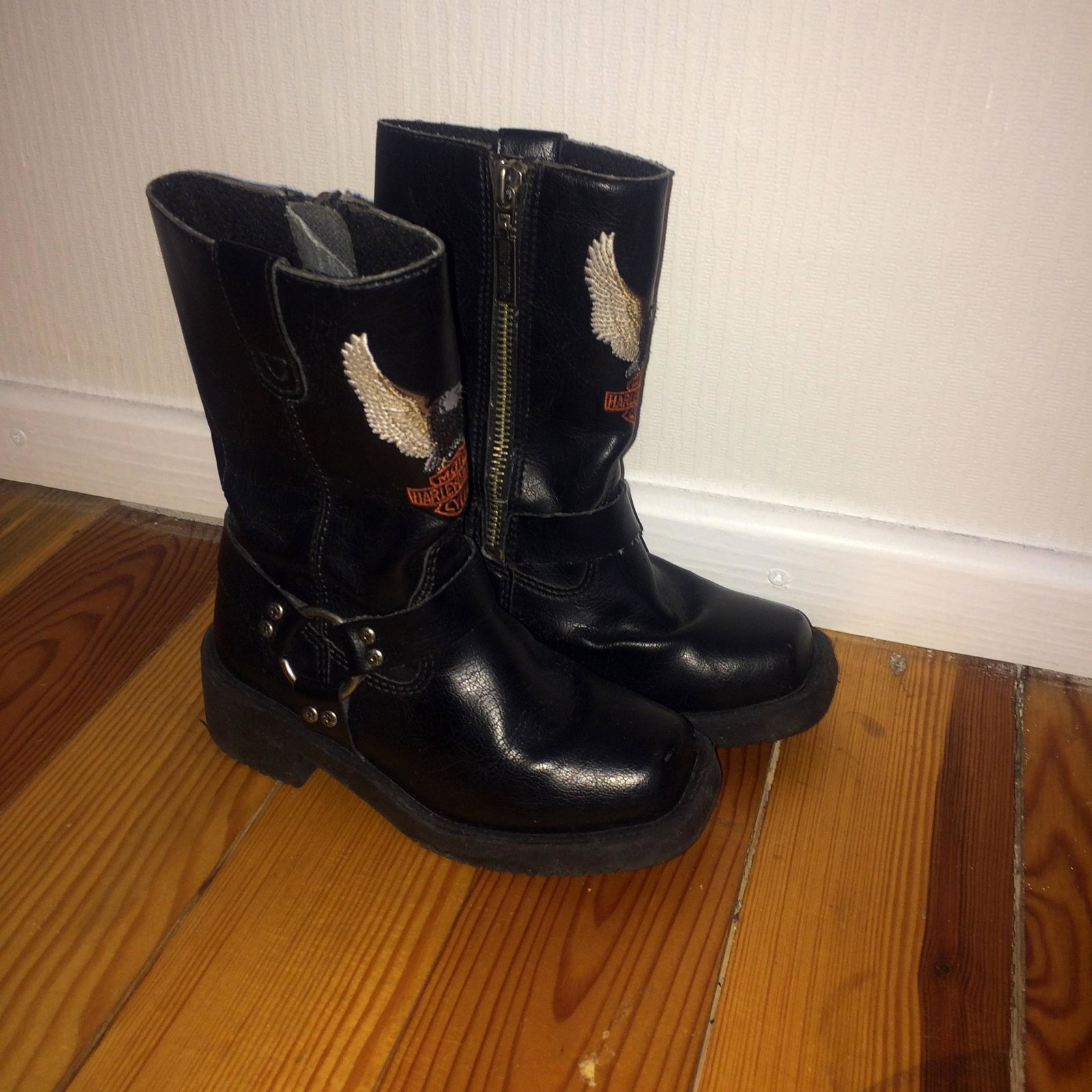 Kids Harley Davidson Leather Biker Style Shoes: Kids US 10 EUR 27 Leather