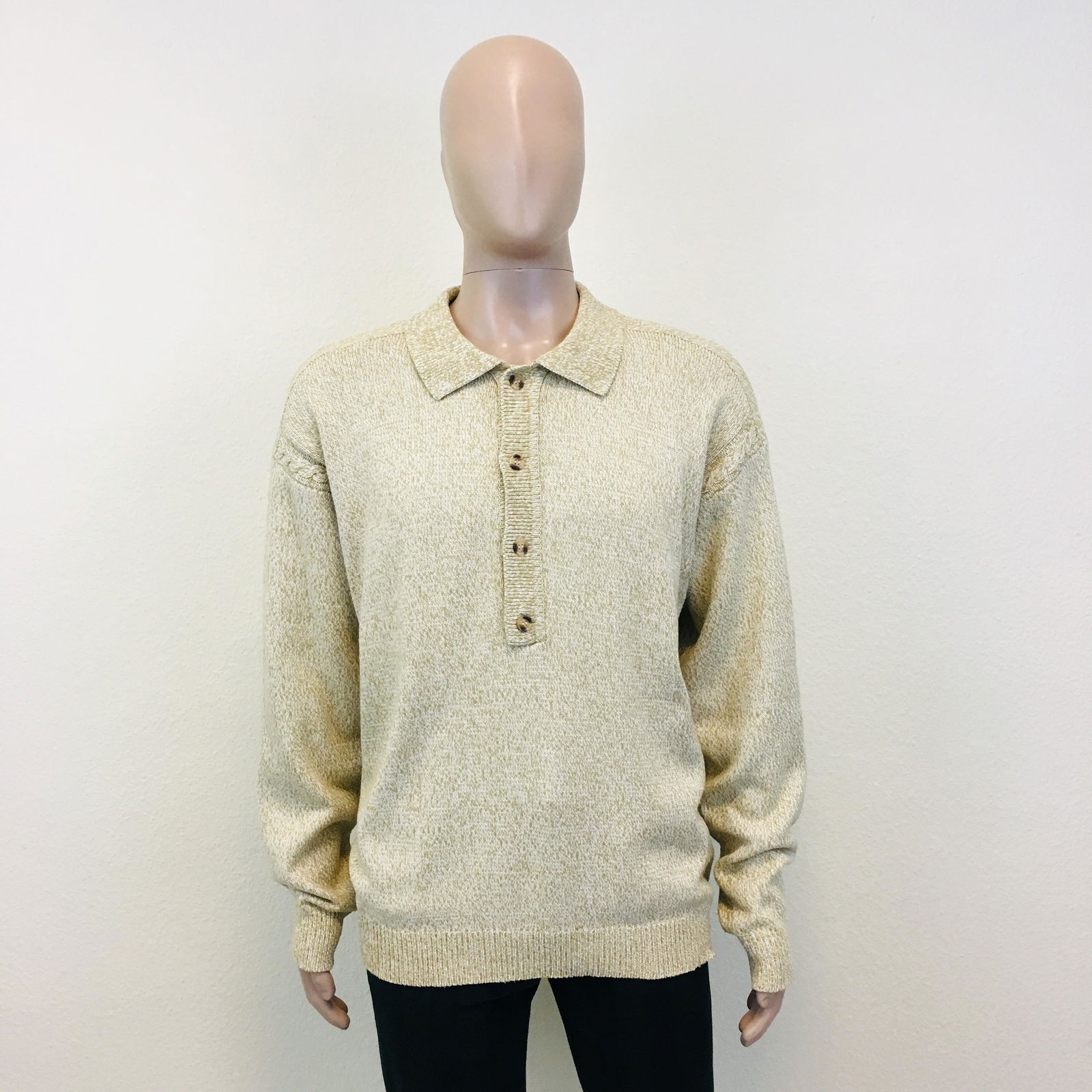 Men's WestPoint Casual Cotton Blend Sweater: Size LArmpit to Armpit: 23.5 in.Sleeve from shoulder seam: 24.5 in.Total length: 28 in.