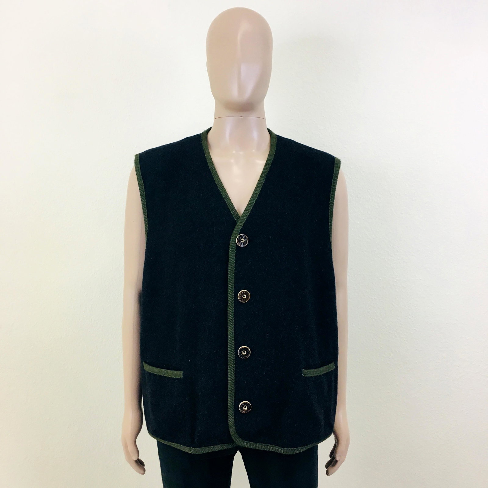 Men's H. Moser Tyrolean Wool Waistcoat: Size XXLArmpit to Armpit: 25 in.Total length: 27 in.
