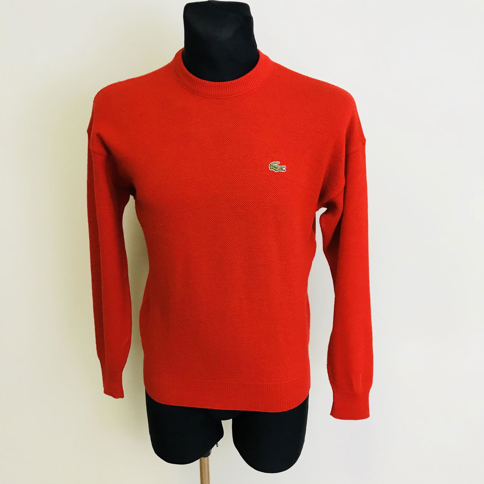 Vintage Men's Lacoste Red Wool Blend Sweater: Size 5 / M Wool Blend Armpit to Armpit: 21.5 in. Sleeve from shoulder seam: 24 in.