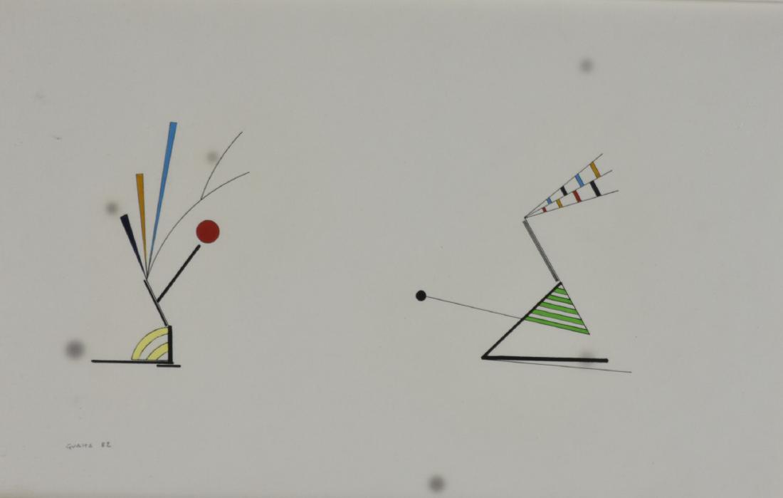 ARCHITETTO E SIGNORA: Carlo Guaita ARCHITETTO E SIGNORA tecnica mista su carta, cm 22x33 sul fronte: firma e data eseguita nel 1982