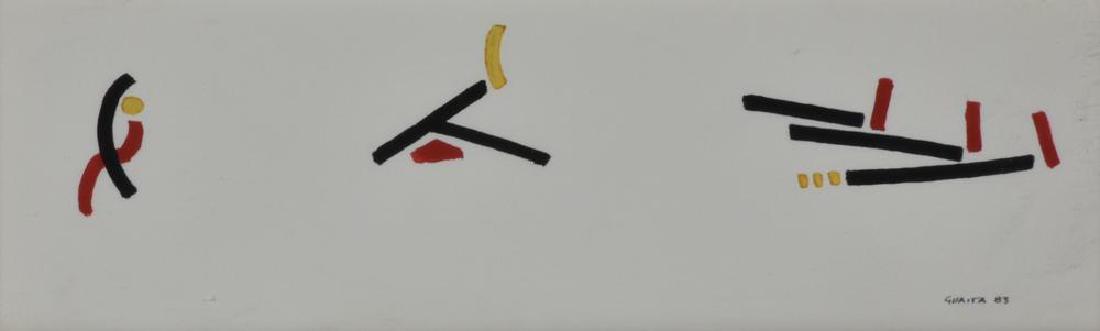 Carlo Guaita ACCAMPAMENTO INDIANO tecnica mista su: Carlo Guaita ACCAMPAMENTO INDIANO tecnica mista su carta, cm 8x23 sul fronte: firma e data eseguita nel 1983