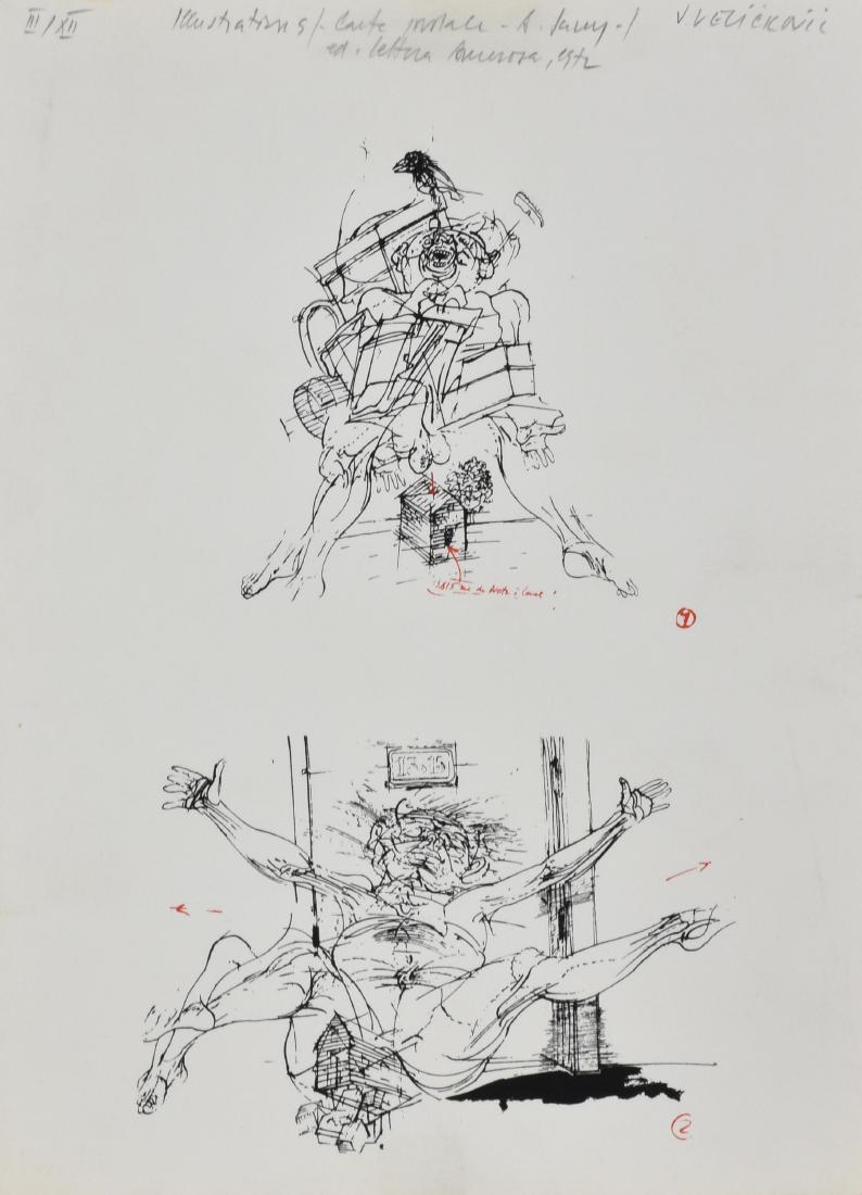Vladimir Velickovic SENZA TITOLO litografia su carta,: Vladimir Velickovic SENZA TITOLO litografia su carta, cm 38x28 esemplare III su XII sul fronte: firma, data e timbro a secco Edition Empreinte eseguita nel 1972