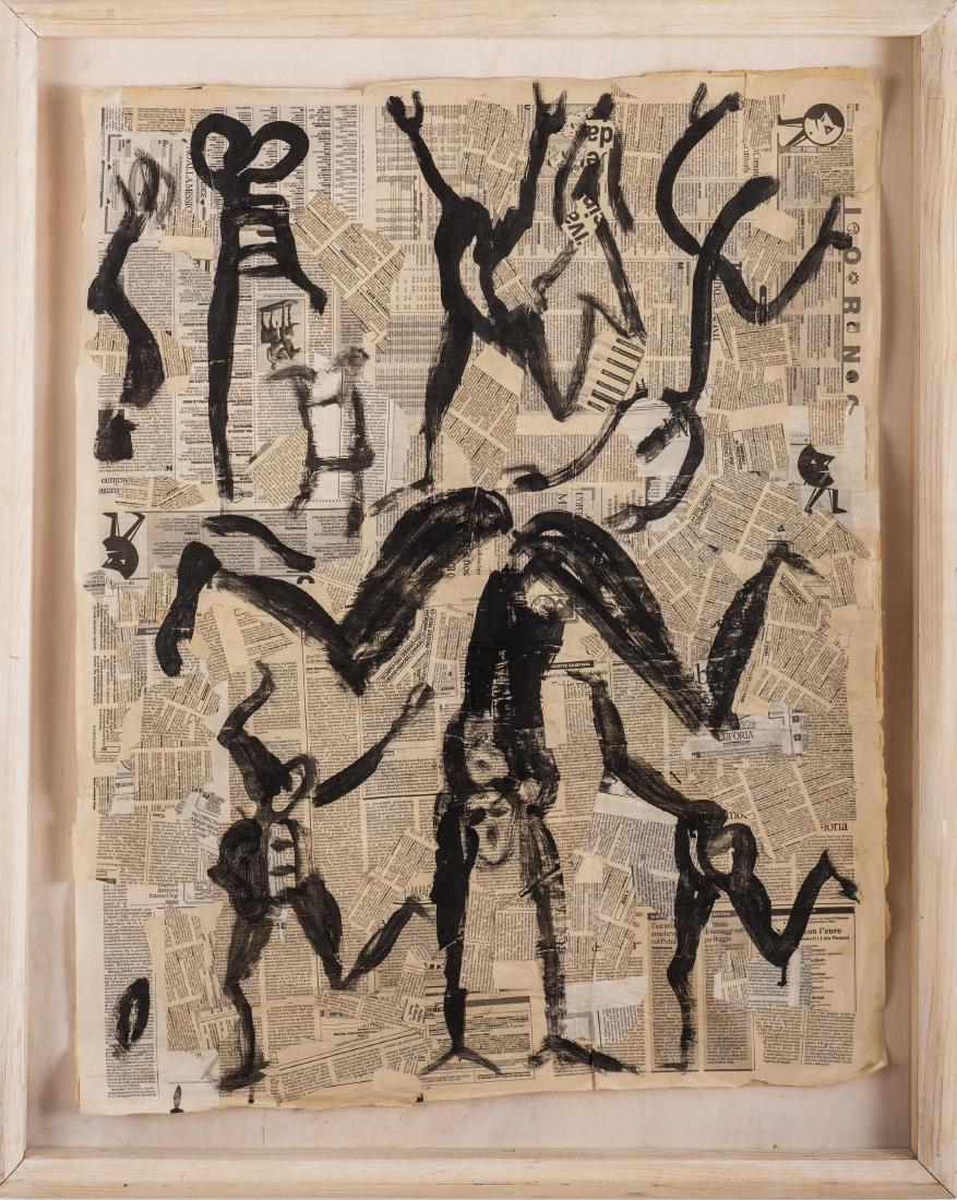 Roberto Barni ANTROPOMORFI tempera su cartonage, cm: Roberto Barni ANTROPOMORFI tempera su cartonage, cm 105x85 sul retro: firmato, titolato e datato eseguito nel 2001