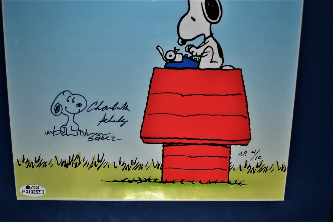 Snopy Sign cel. Peanuts Autograph drawing Snoopy.Schulz (1 of 5)