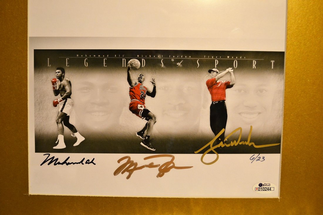 Legends of Sports Sign by Michael Jordan, Ali , T Woods (1 of 4)