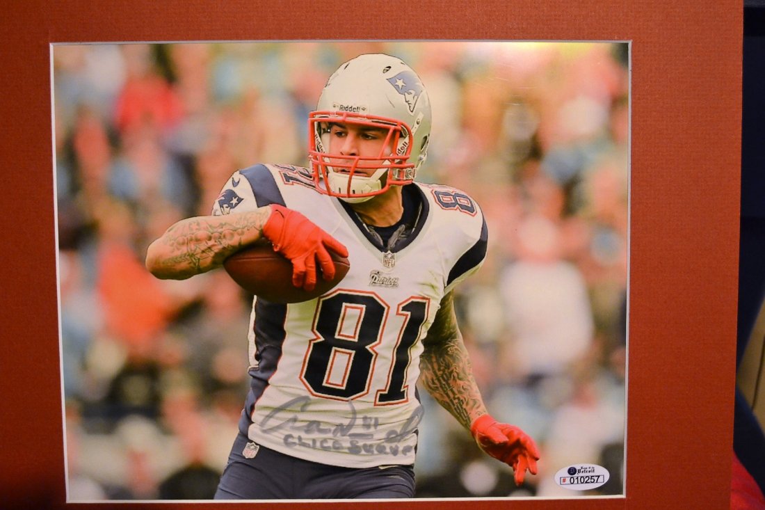 Aaron hernandez autographed helmet 2025