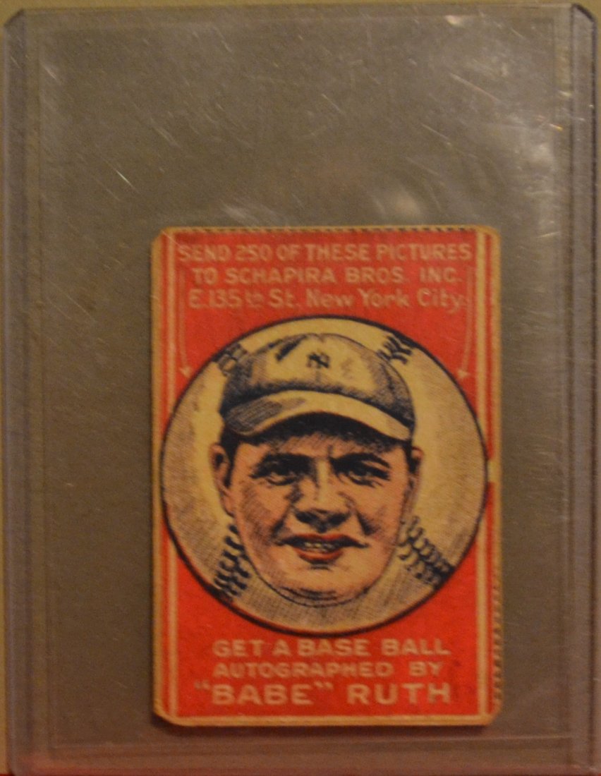 Babe Ruth Baseball Card, Babe Ruth Schapira Candy 1921 (1 of 2)