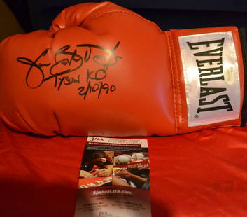 Buster Douglas Sign Glove , Buster Douglas K.O Tyson: awesome hand sign James buster Douglas sign glove left glove and he added K.O Tyson 2/10/90 Awesome certified Glove AWESOME EVERLAST GLOVE Awesome to say the least Beautiful Christmas gift... All item