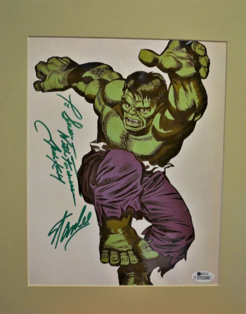 Marvel Hulk Autograph Stan Lee , Jack Kirby Autograph: Awesome very rare sign transparency cell of the Hulk Sign By Stan Lee and Jack Kirby sign 1993 comic con in California , Sue was one of their Helpers and got a few of these sign by these Legends ...ve