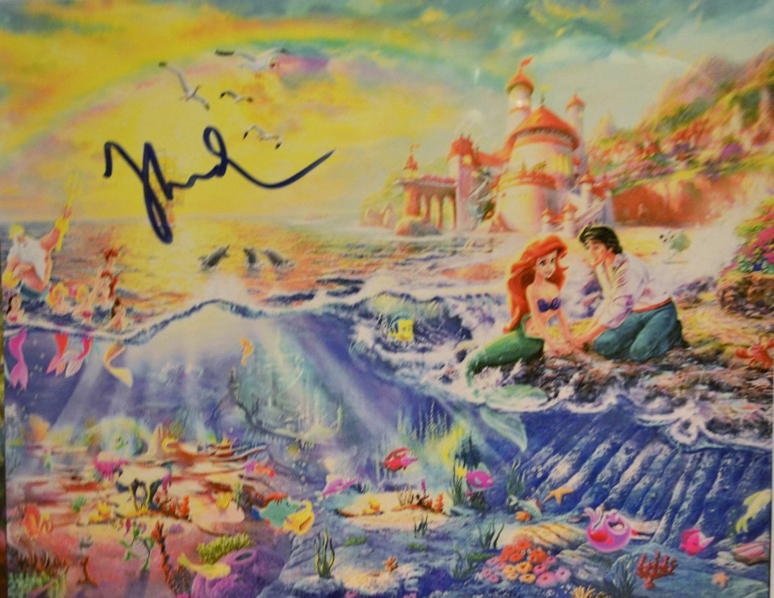 Thomas Kinkade Disney Sign Print, Little Mermaid Sign: Awesome very rare sign Thomas Kinkade little mermaid sign transparency cell these sign prints are very sought after and hard to find... . this is an absolute beautiful signed photo... very rare All it